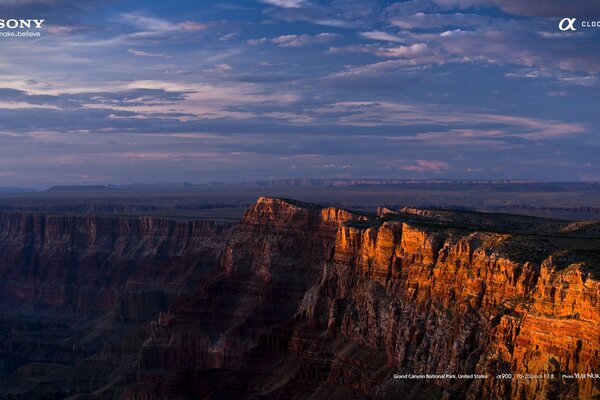 Sunset in grandcanyon, photographed on sony