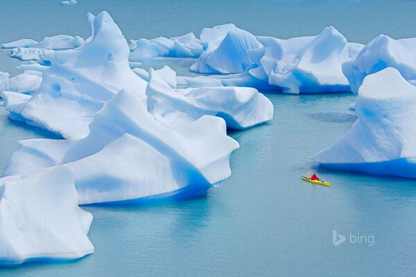 Die Natur. Ein sauberer See. Eisberge