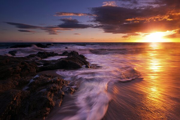 Sea sunset sky wave