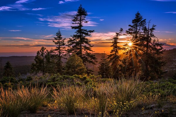 Paisaje. Amanecer en las montañas