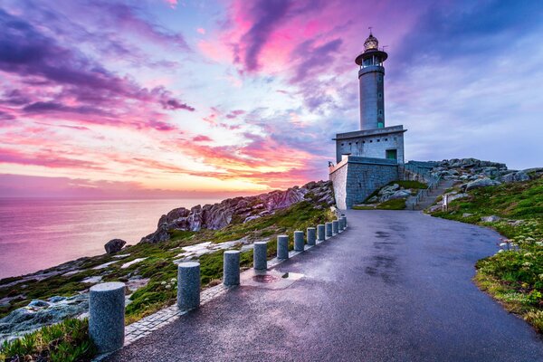 Lighthouse on a rock near the sea