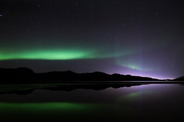 Landscape northern lights in the mountains