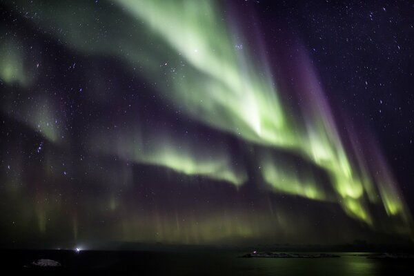 Magnificent northern lights in the night sky