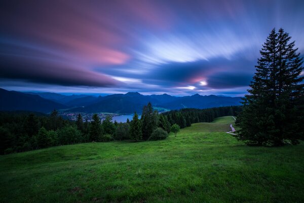 Romantic sky in the Bavarian Alps