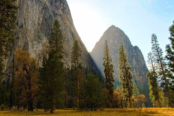 Mountains in sunny azure