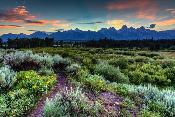 Zachód Słońca w parku narodowym Grand Teton