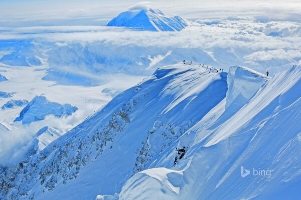 Bergsteiger besteigen den Mount McKinley