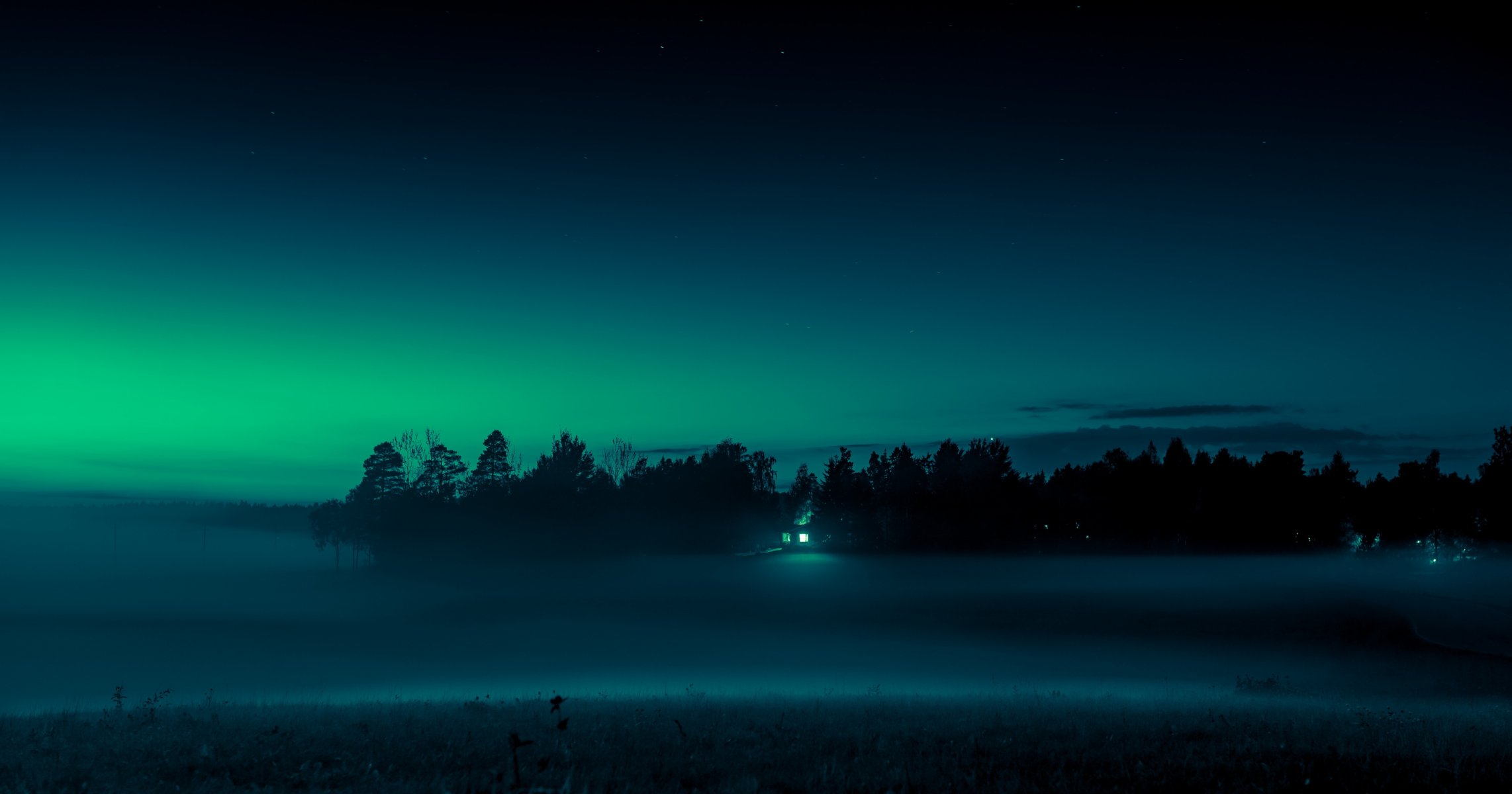 notte campo nebbia paesaggio