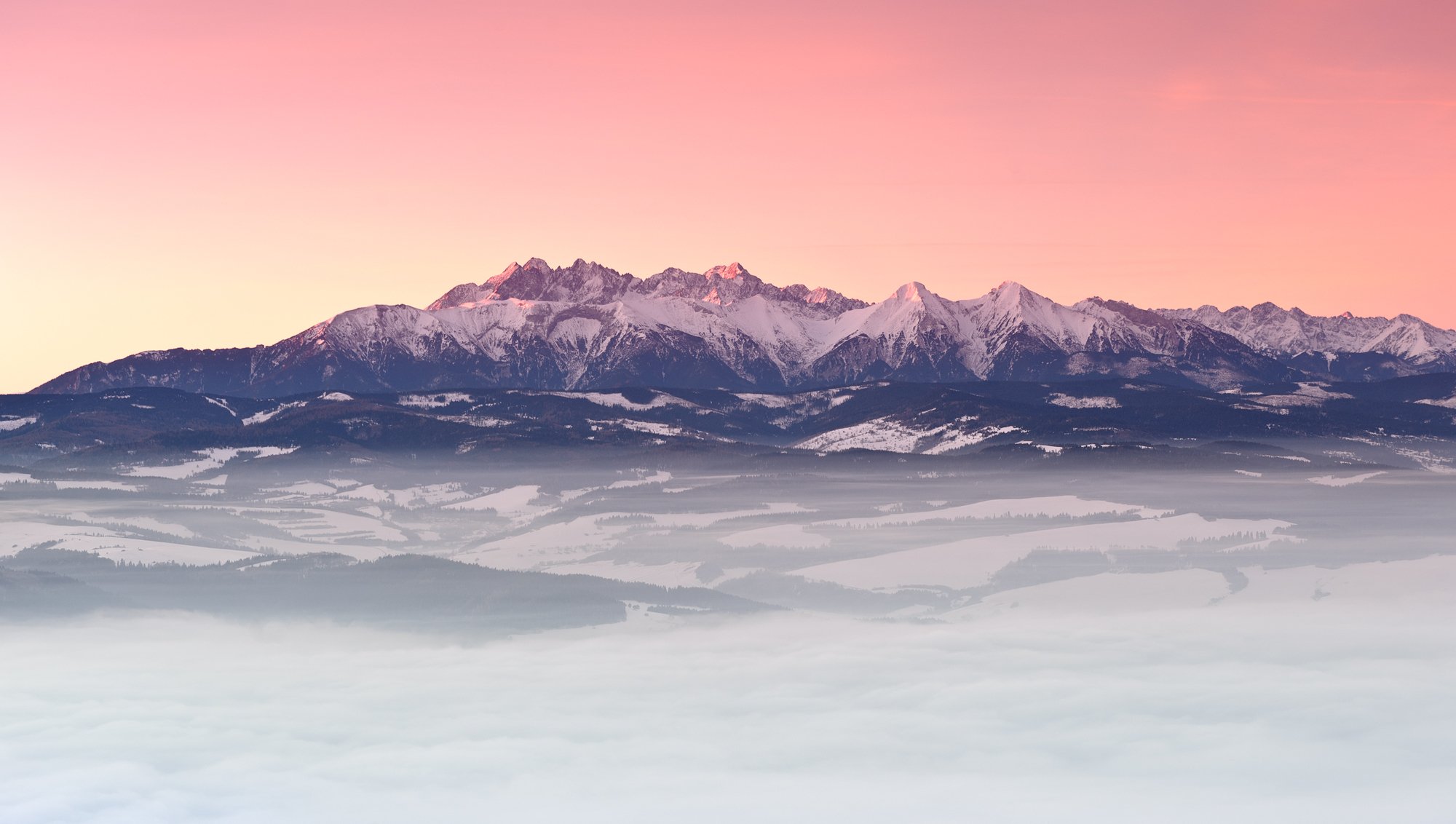 montagnes carpates tatras hiver janvier matin