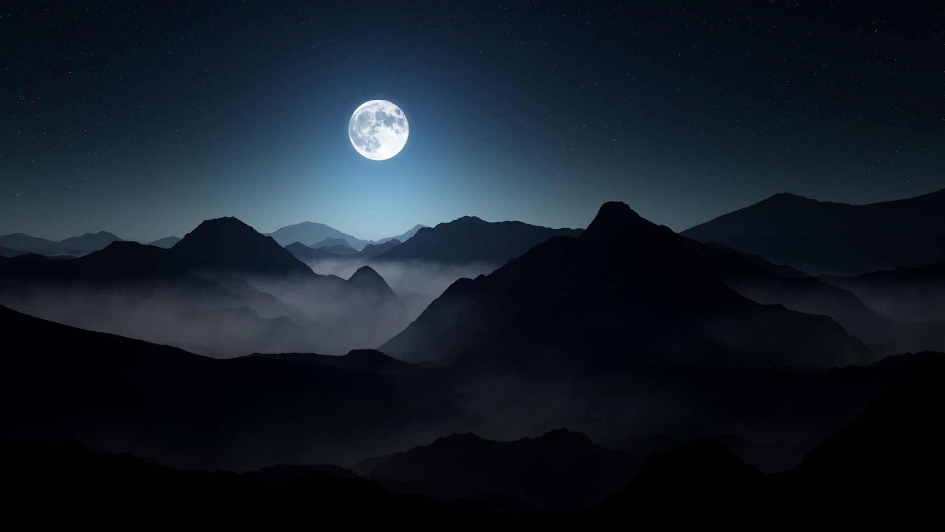 otto hütter darkness foggy landscape lighting moody moon mountains stars night full moon fog sky hd