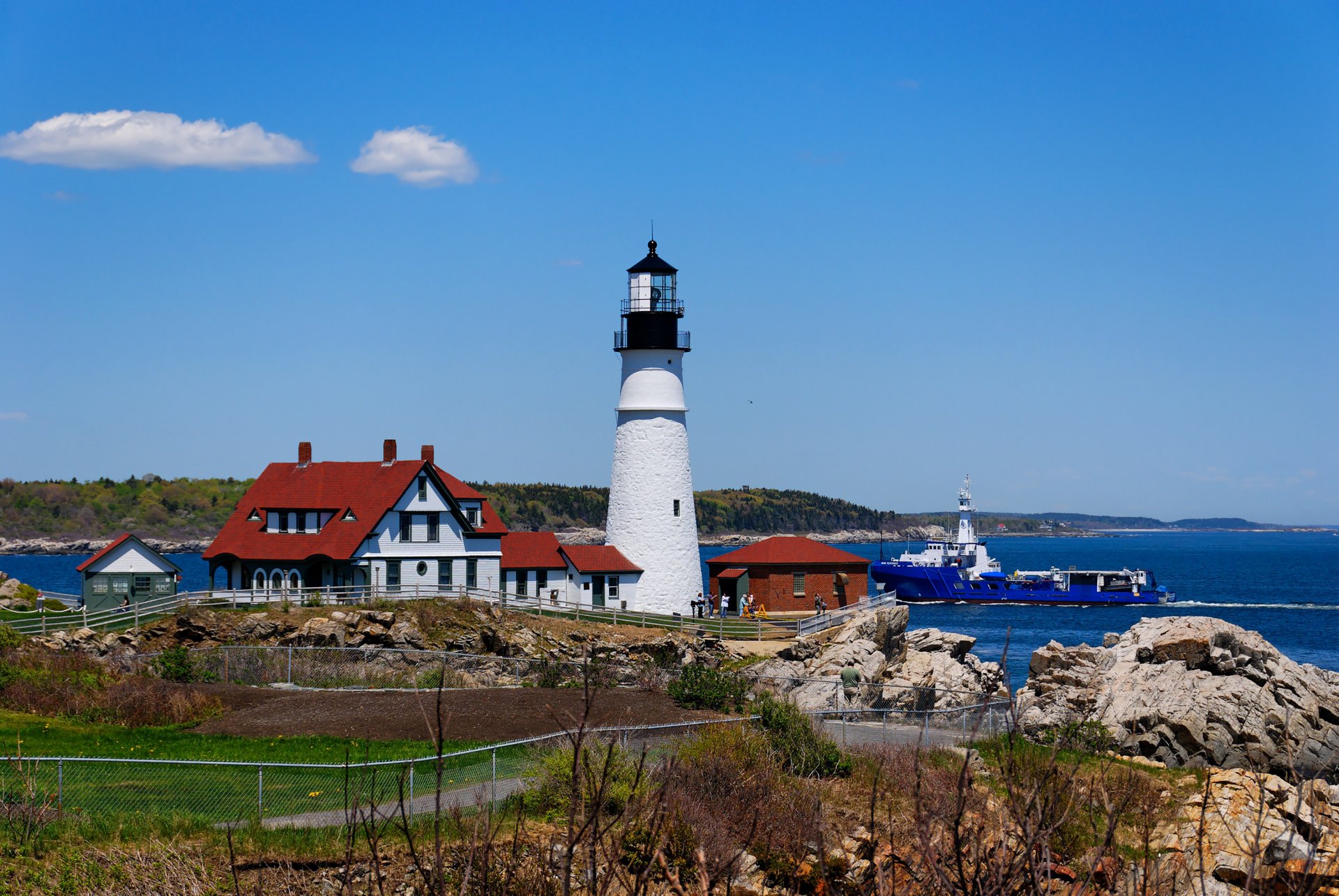 portland oregon united states sea lighthouse sky stones ship horizon house