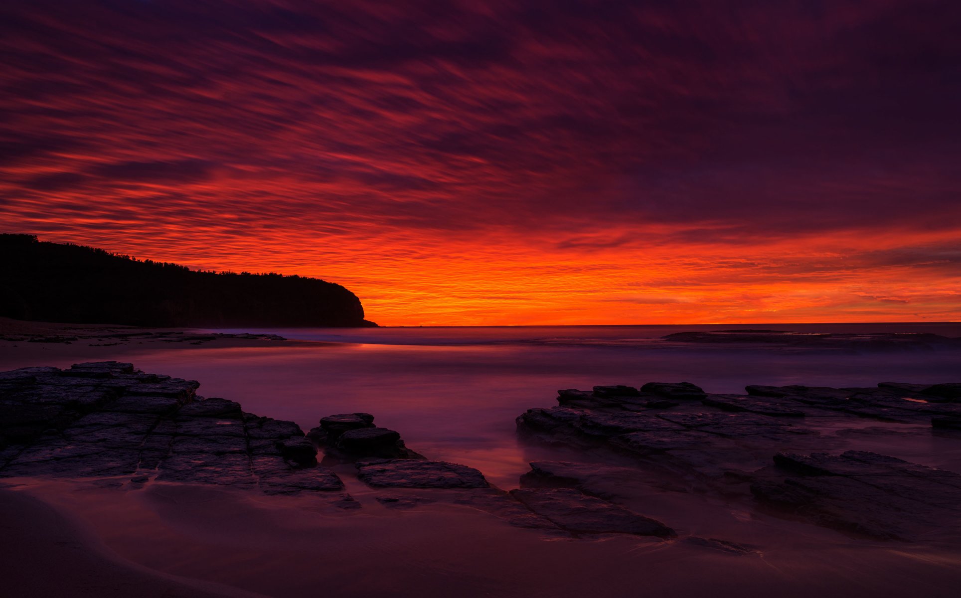 mer plage coucher de soleil