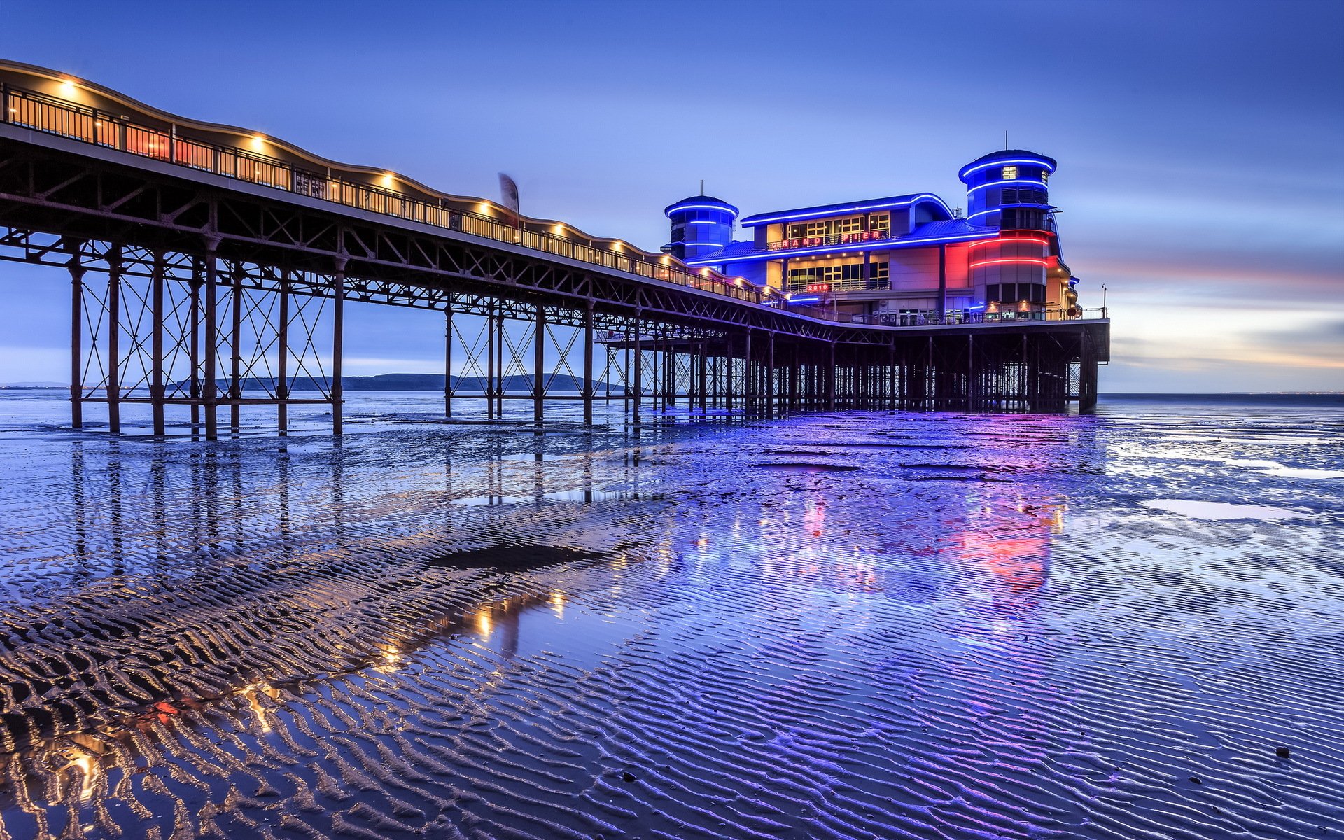 pace invaders weston-super-mare blue hour reflection anglia