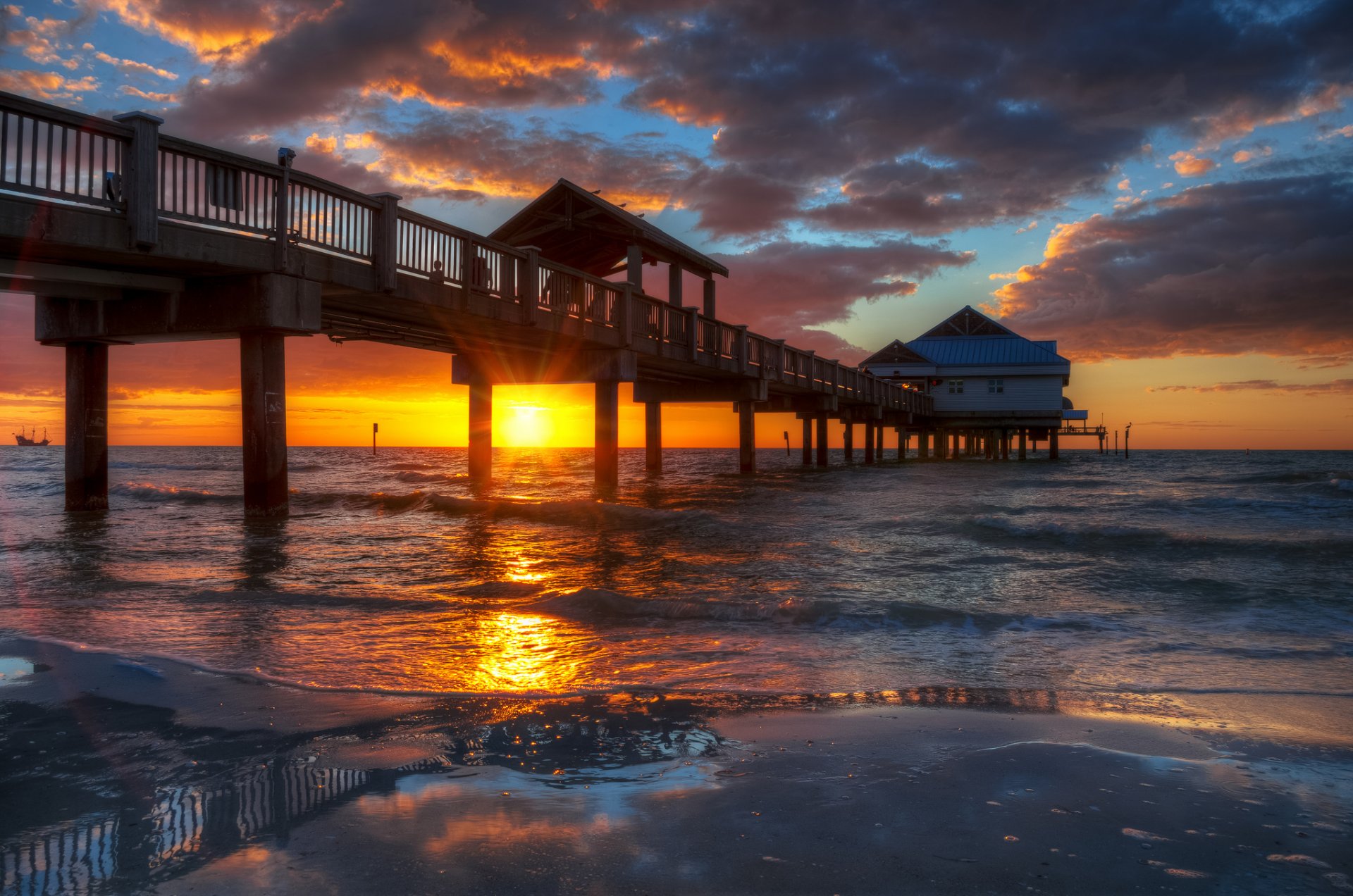 clearwater beach florida usa pier sunset beach