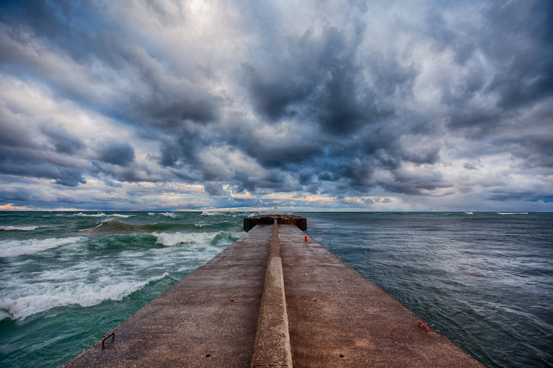 meer wellen wolken pier