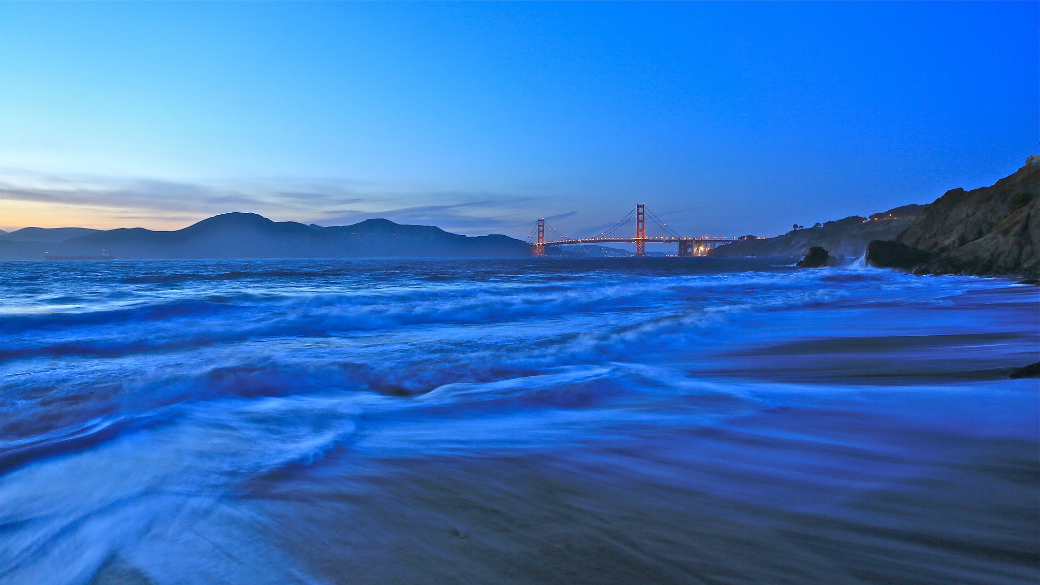 river bridge lights dawn