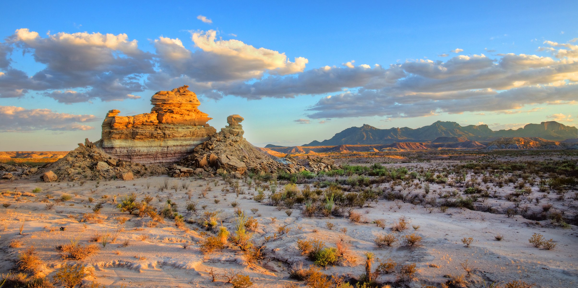 park narodowy big bend usa niebo chmury preria góry klify