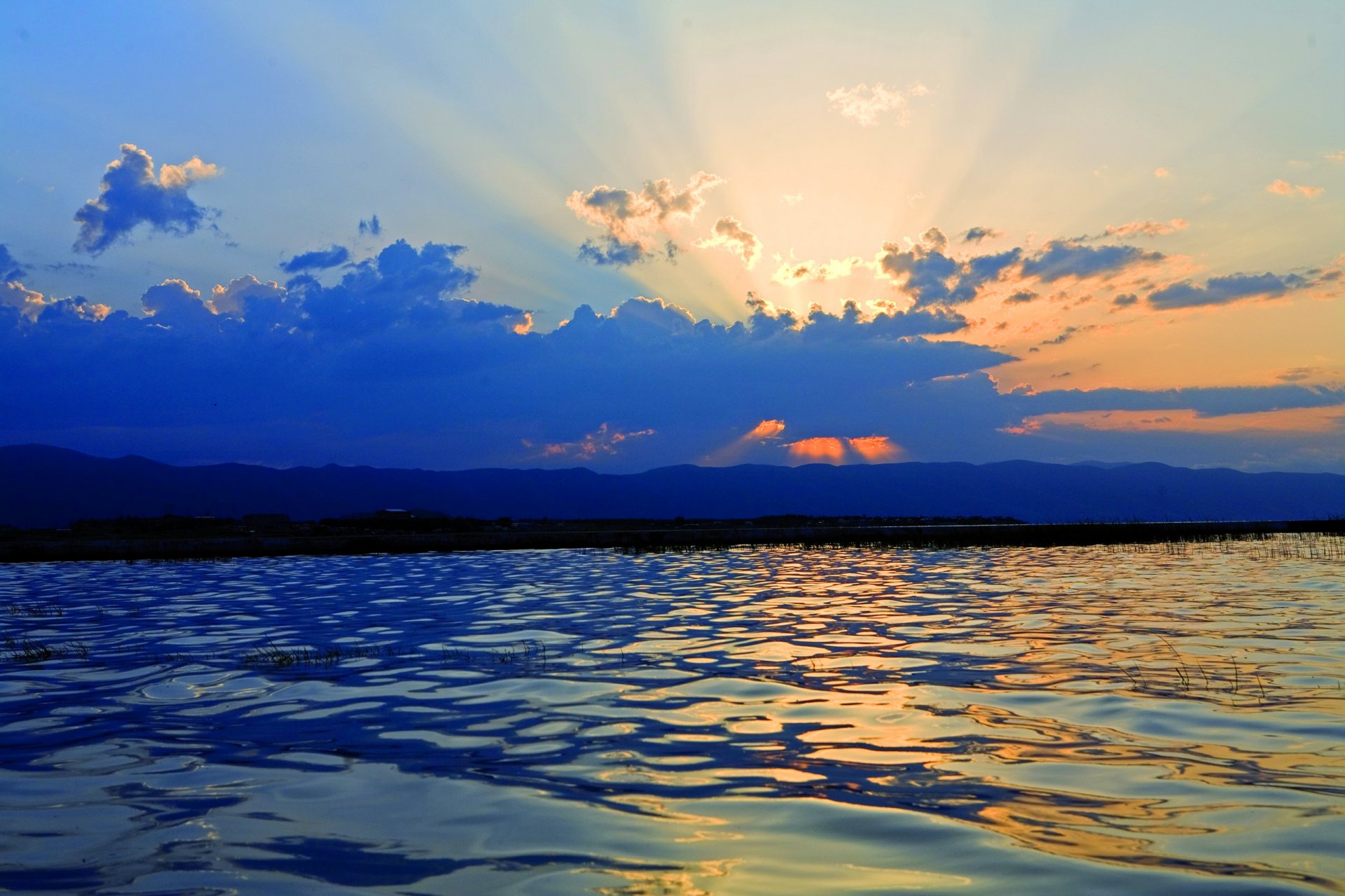 armenia sky clouds sunset mountain lake