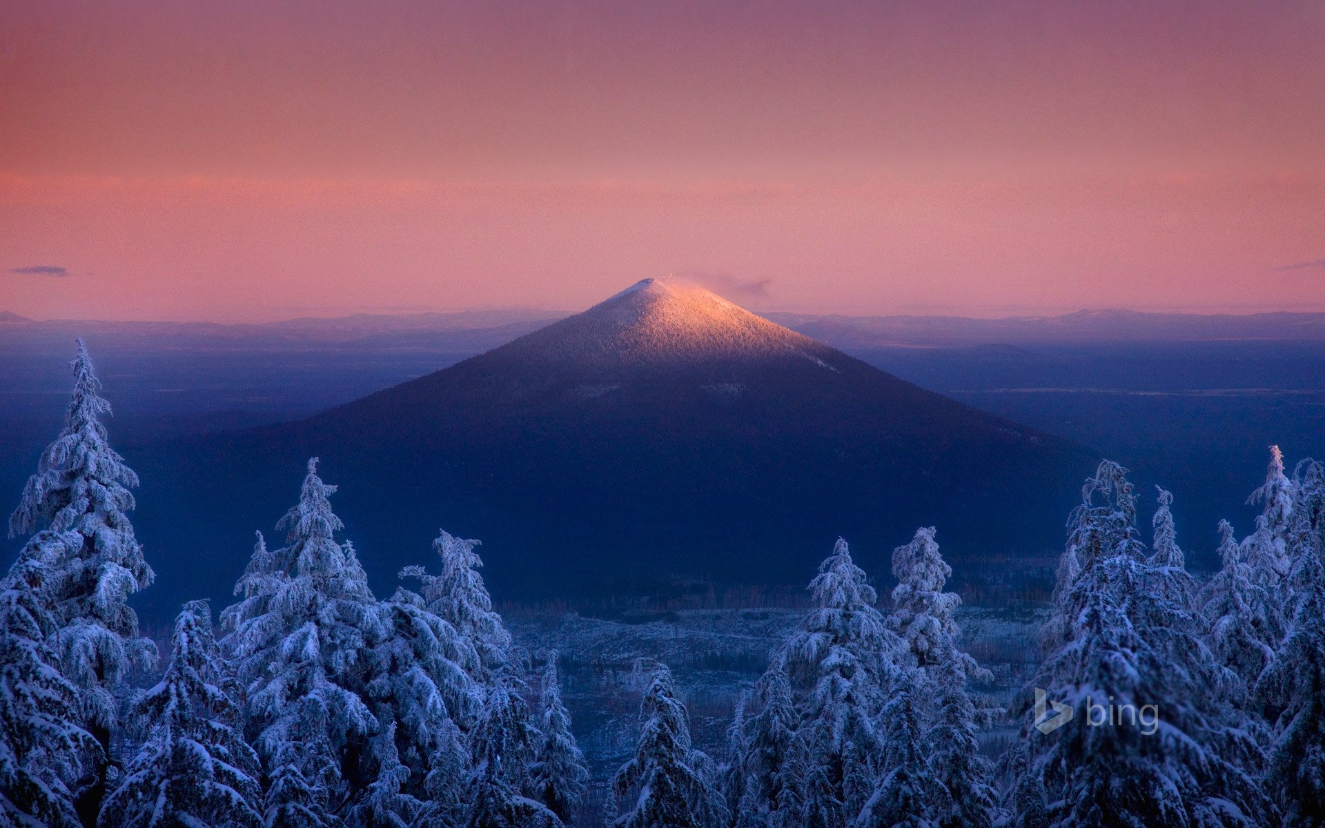 oregon usa niebo góra las zima śnieg