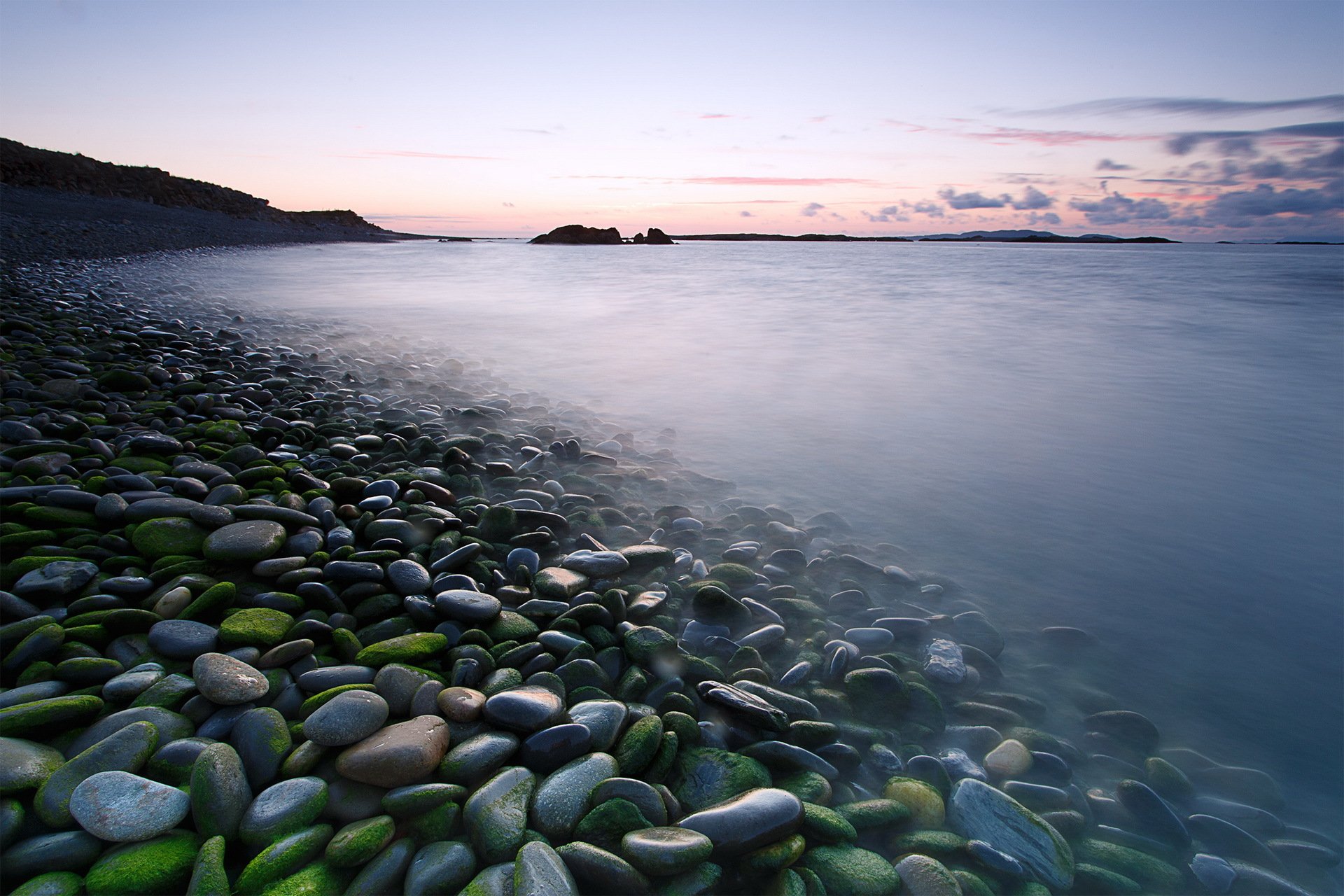 morning sea stones landscape