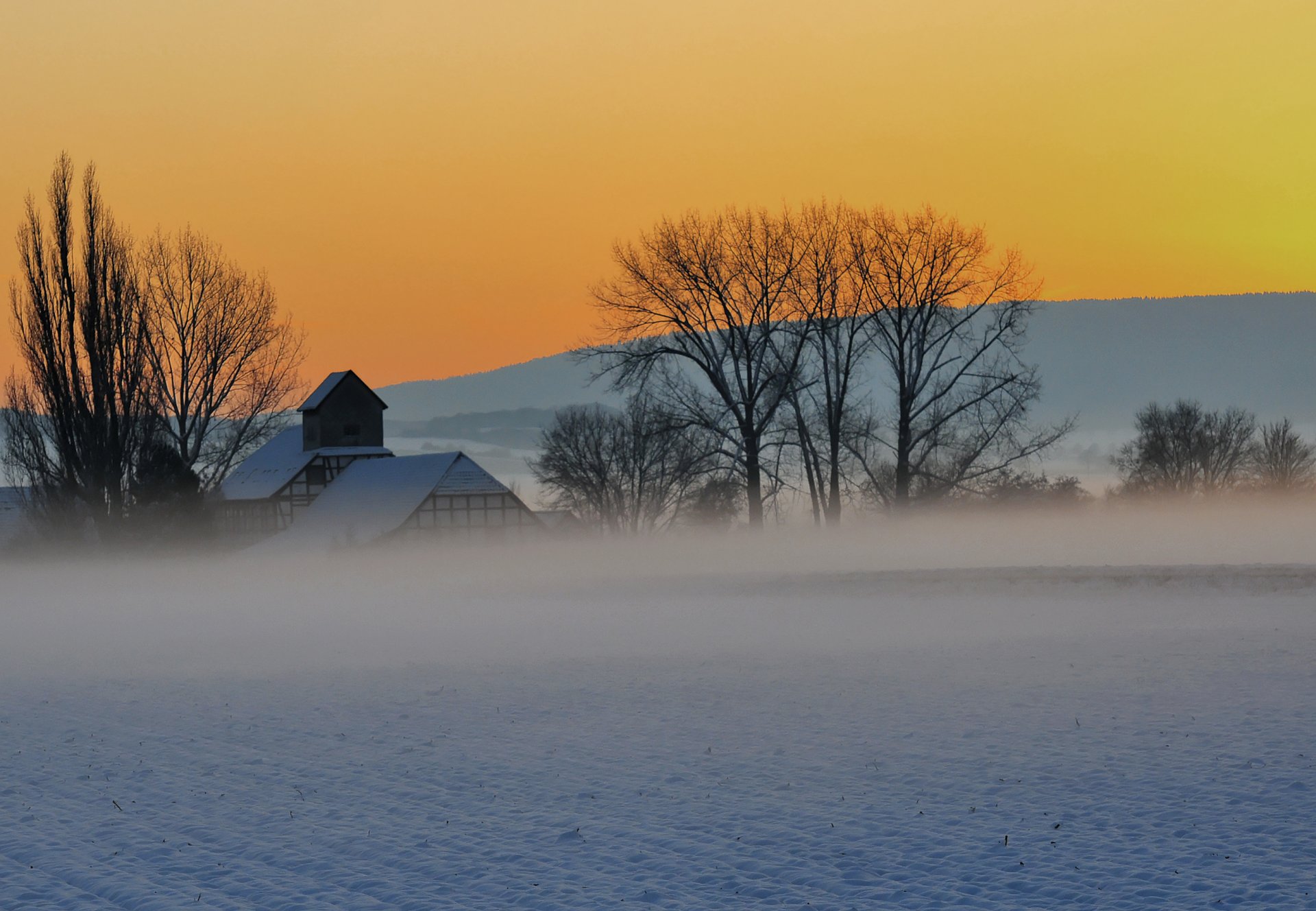 hiver maison paysage hiver saxe allemagne