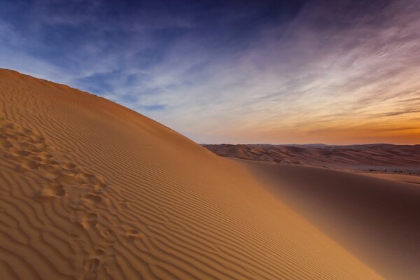 Landscape on the horizon of sand dunes