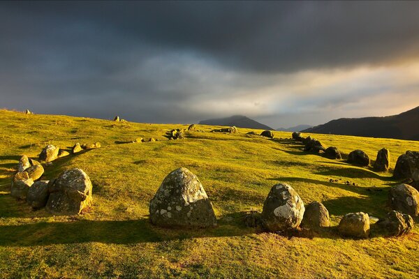 On the hill the stones are located as they were there