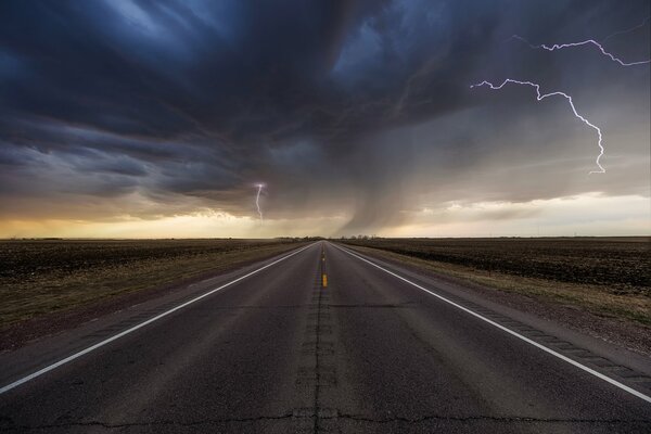 Thunderclouds in the USA, lightning flashes