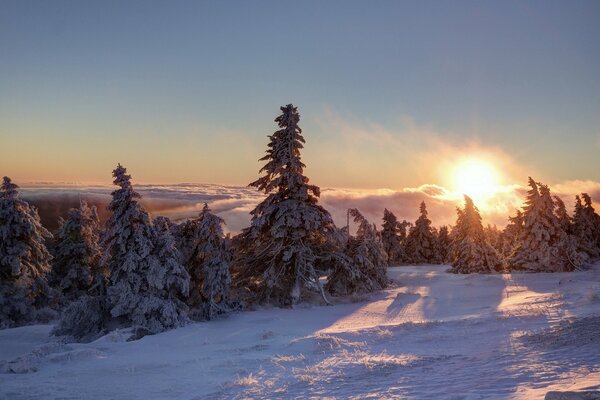 Brocken Morgen Ice volken