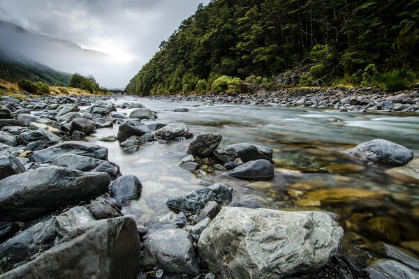 A river among the mountains in New Zealand