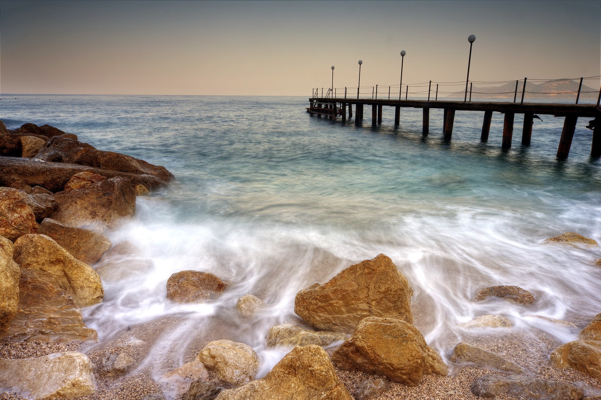 meer brücke sommer landschaft