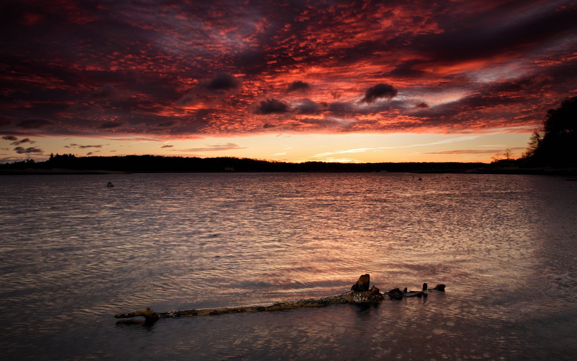 lake sky sunset landscape