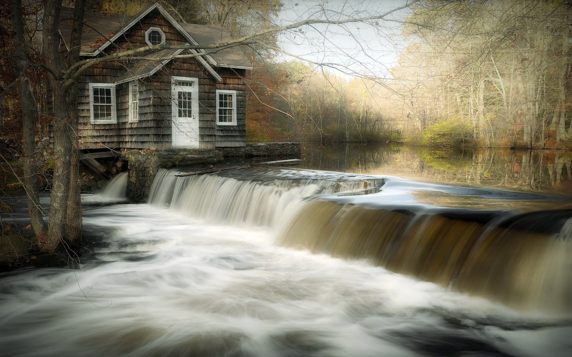 house river waterfall landscape