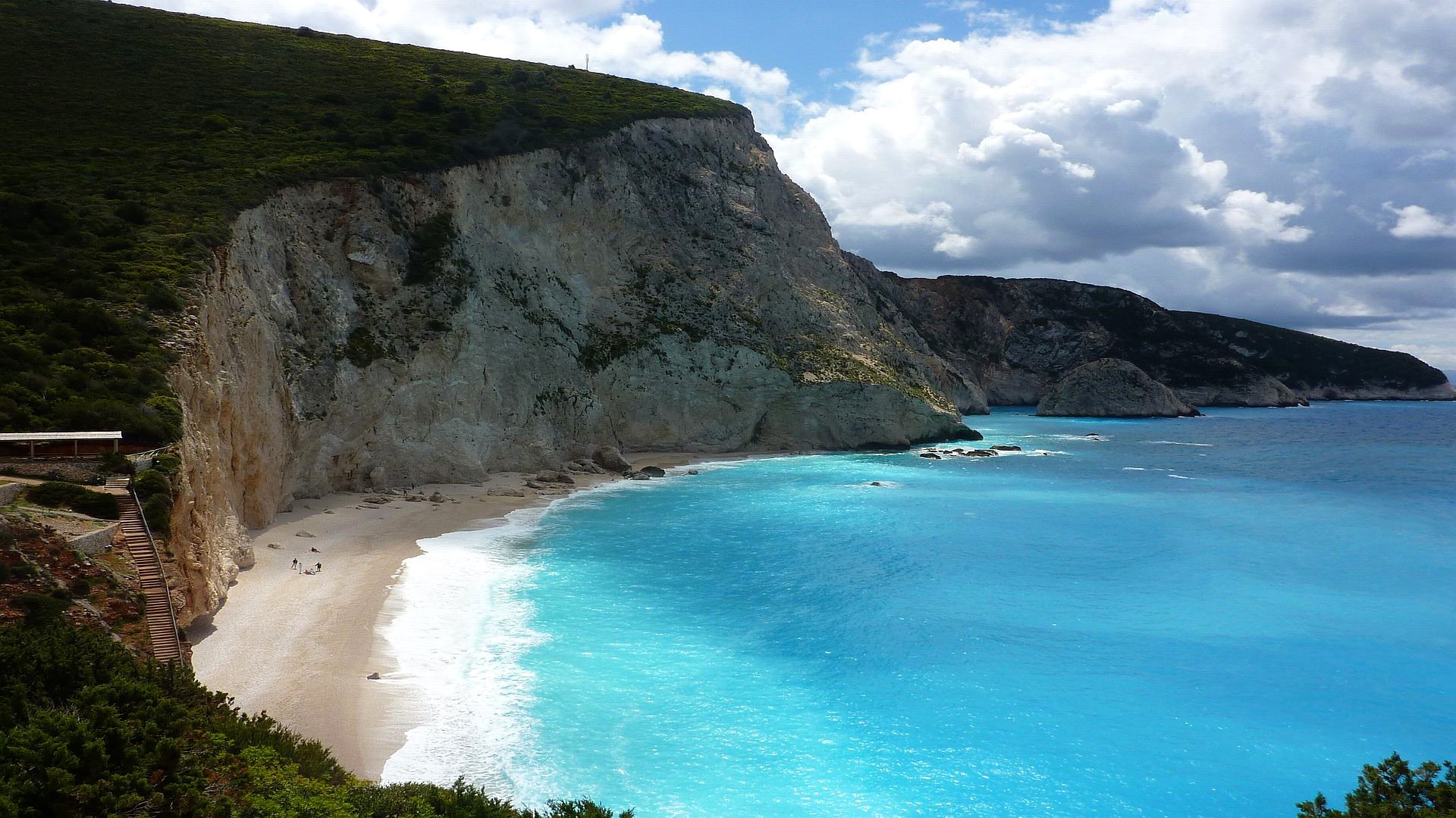 grèce ciel nuages rochers mer