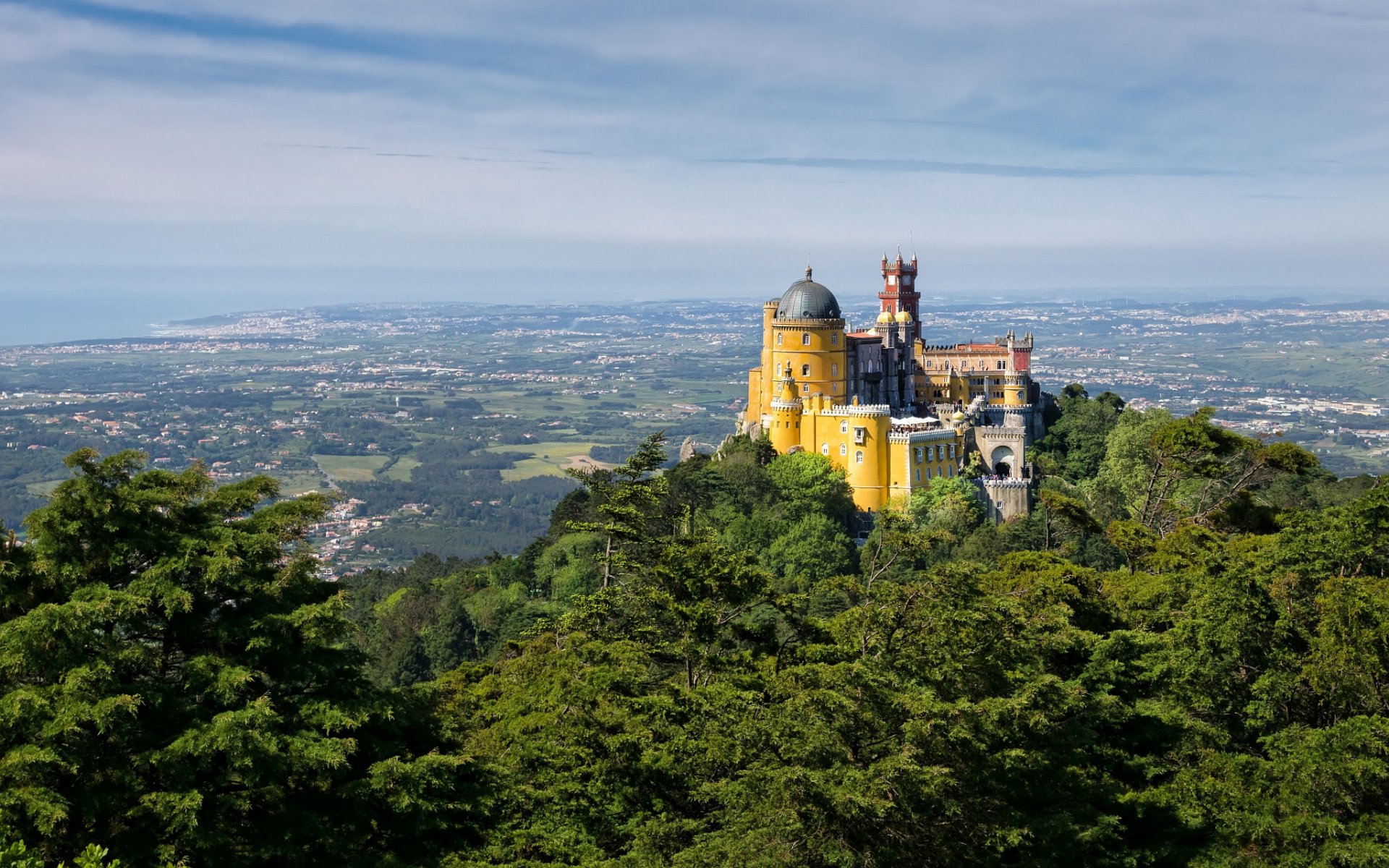 portugal palacio de pena cielo valle montaña castillo torre cúpula