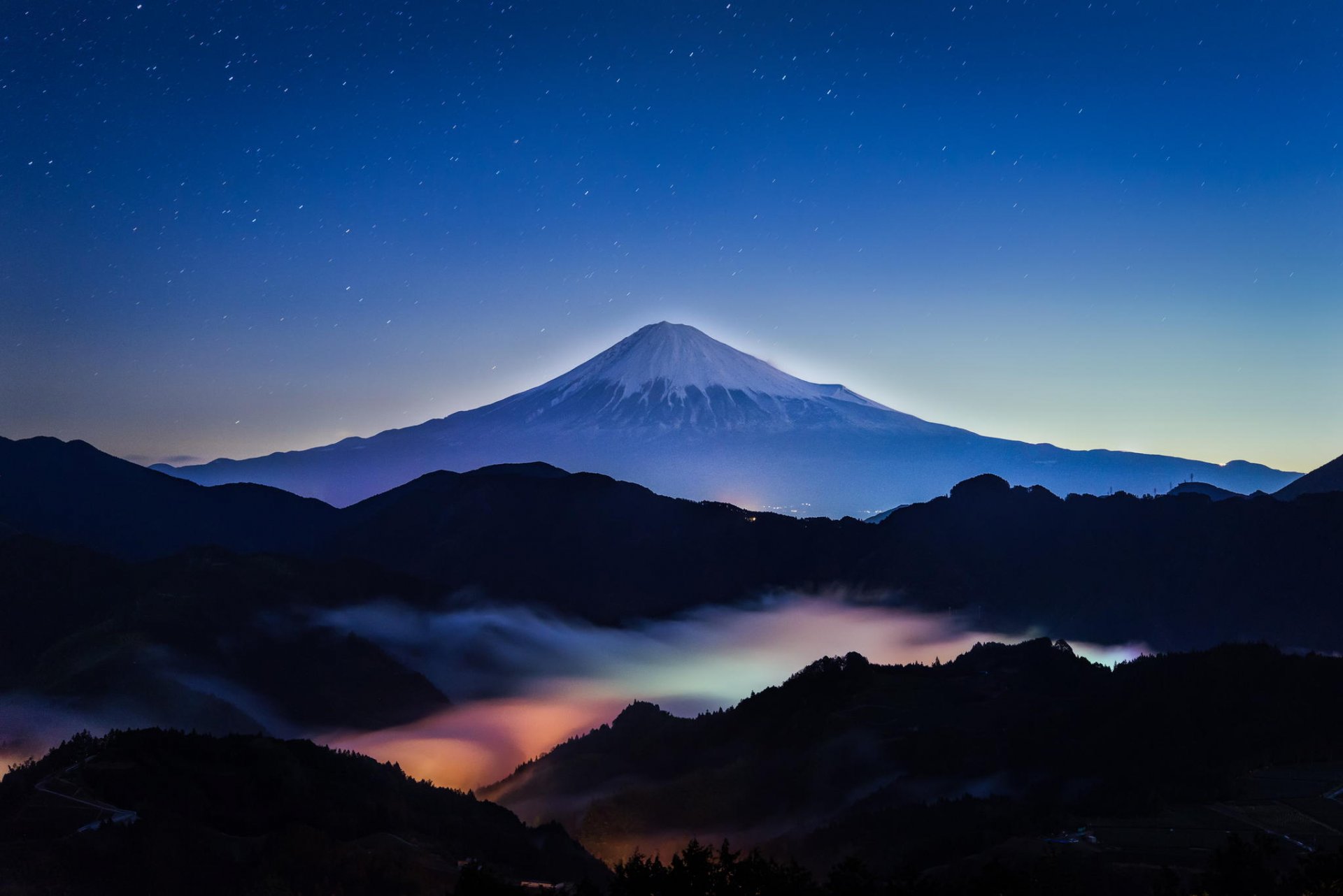 landschaft berg nacht sterne himmel natur