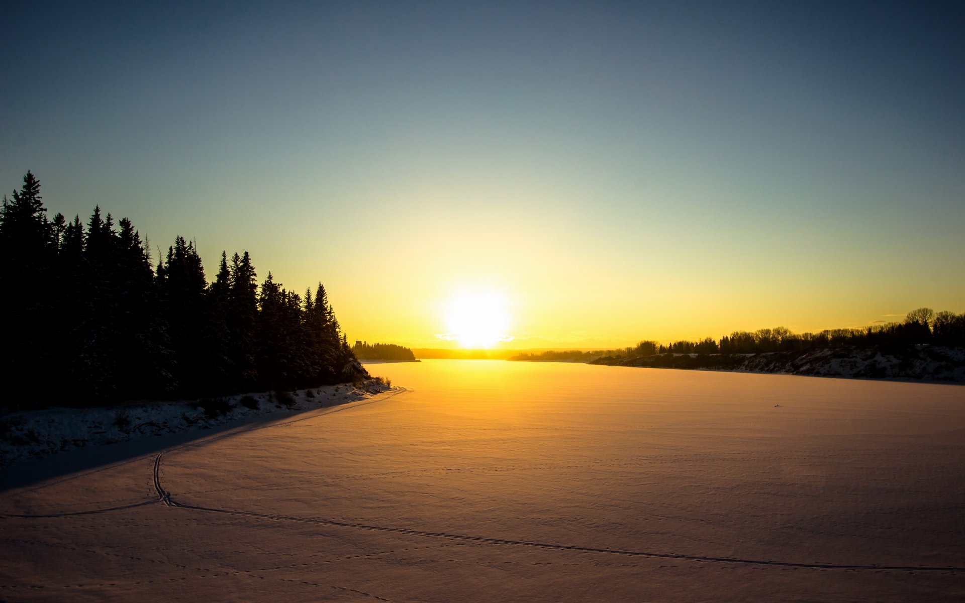 sonnenuntergang feld winter