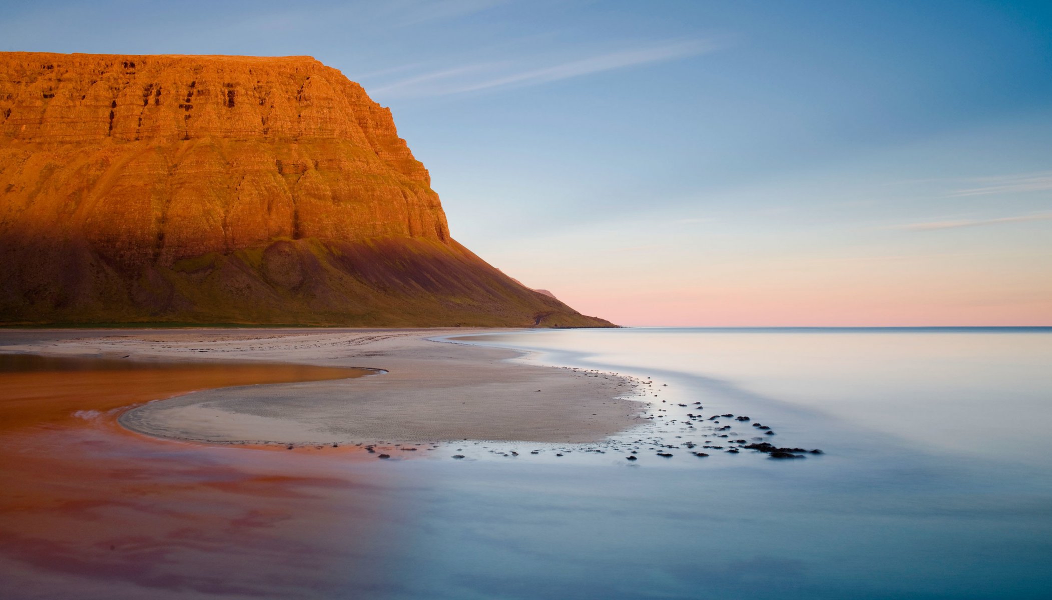 mountain water sky sand horizon