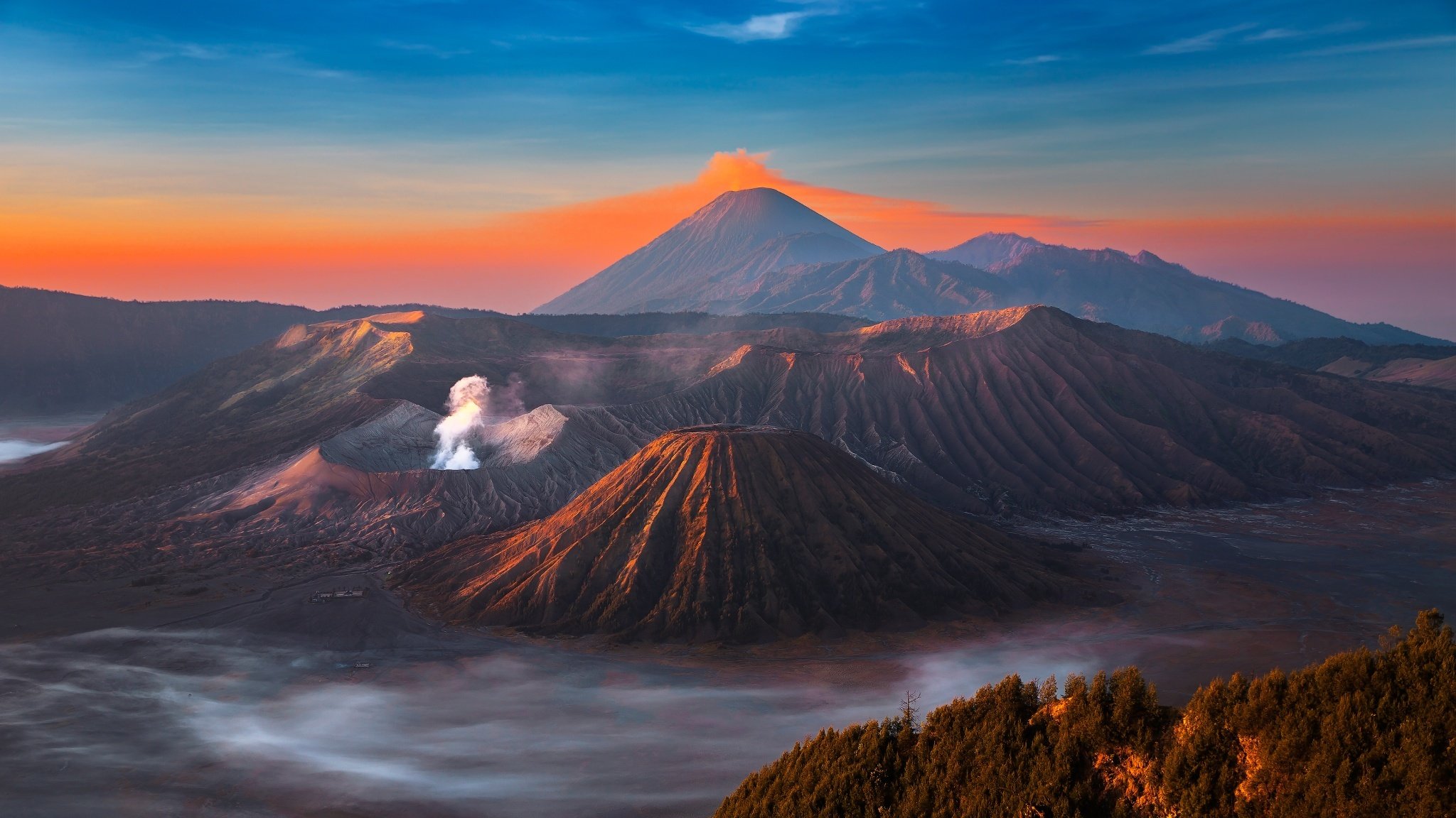 vulcano eruzione cielo montagna landscape fantastico bromo fumo java isola bromo java hd