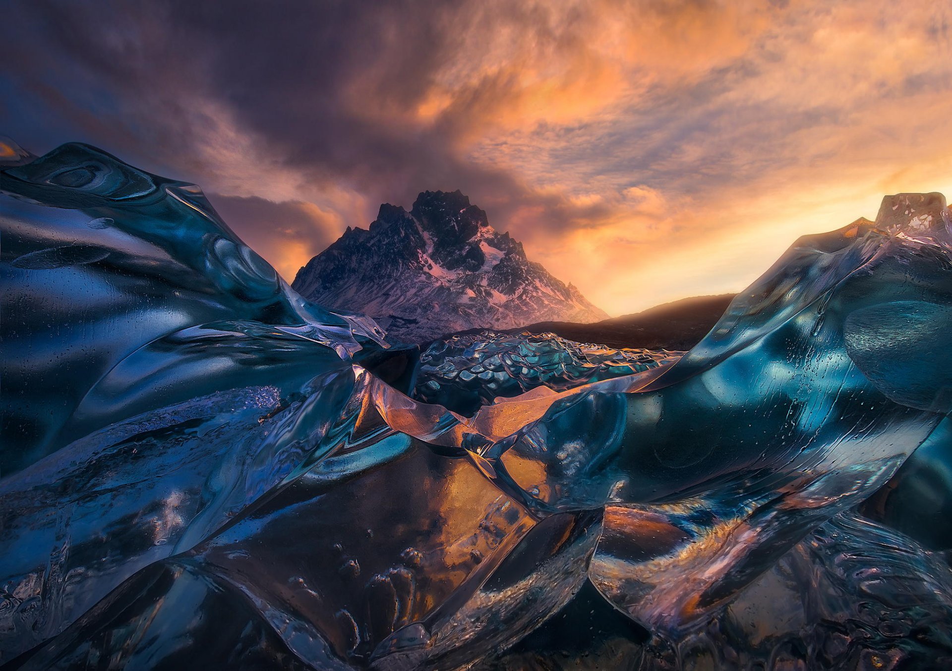 patagonie en argentine montagne neige glace paysage coucher de soleil ciel