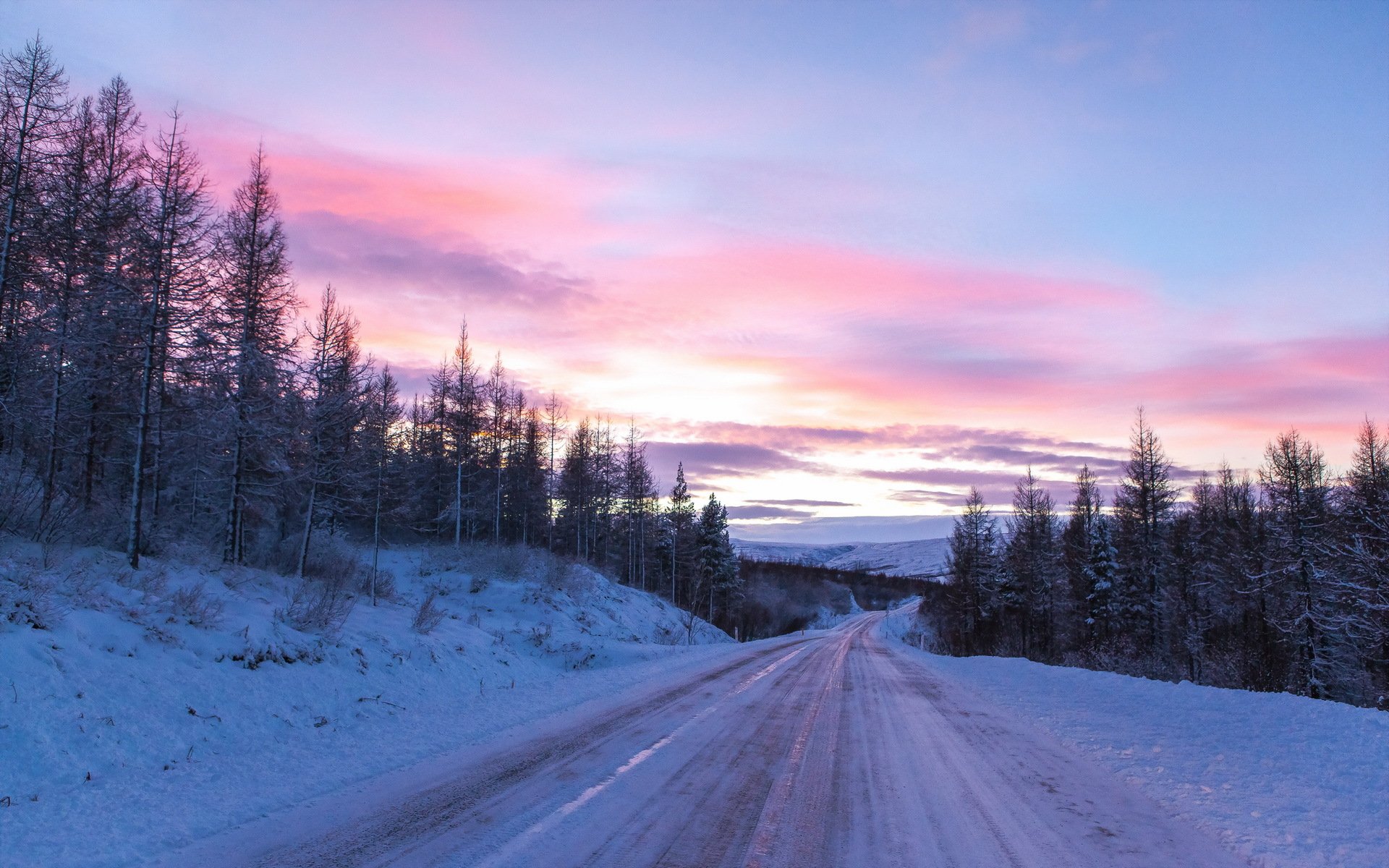 sonnenuntergang straße landschaft