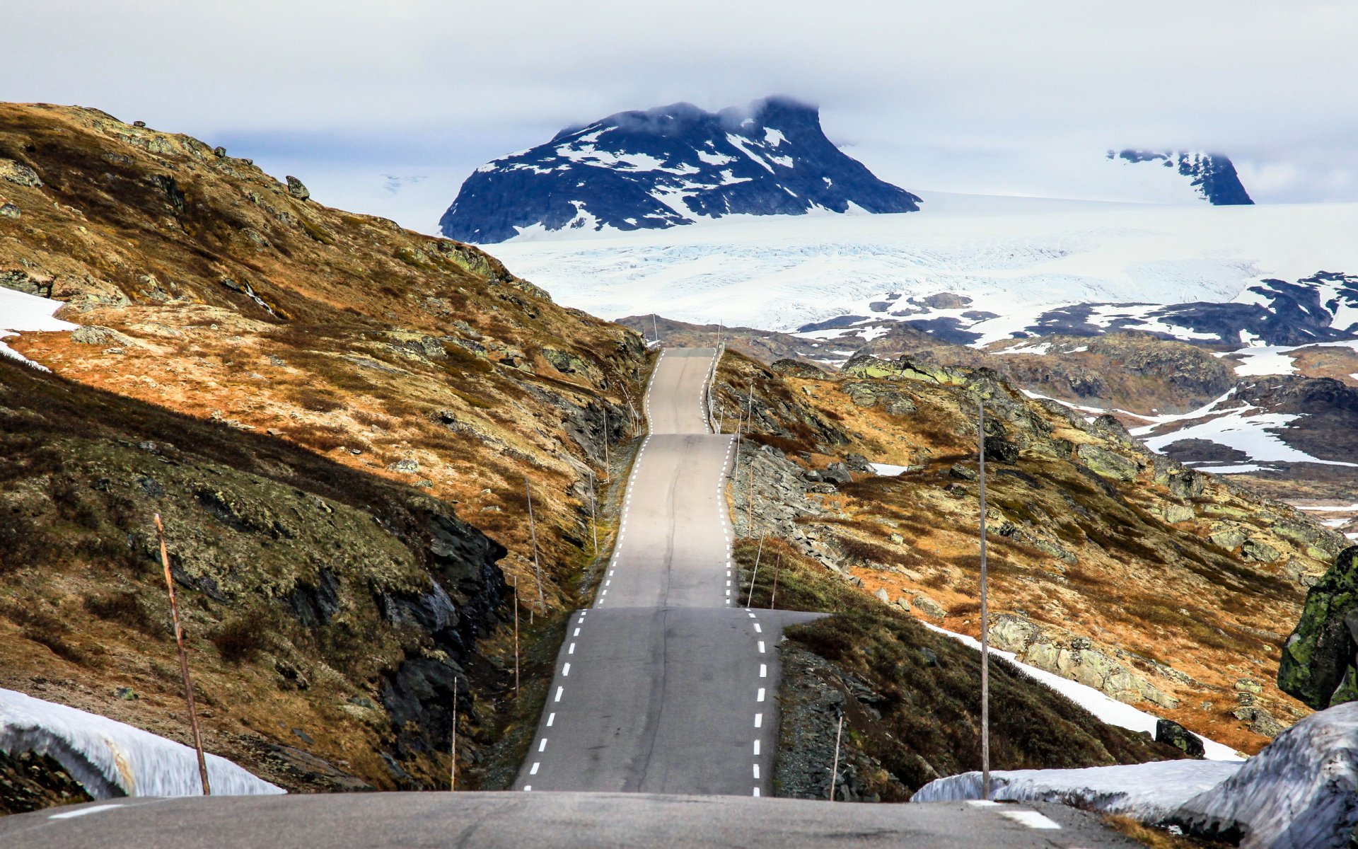 norwegen berge straße eis gipfel