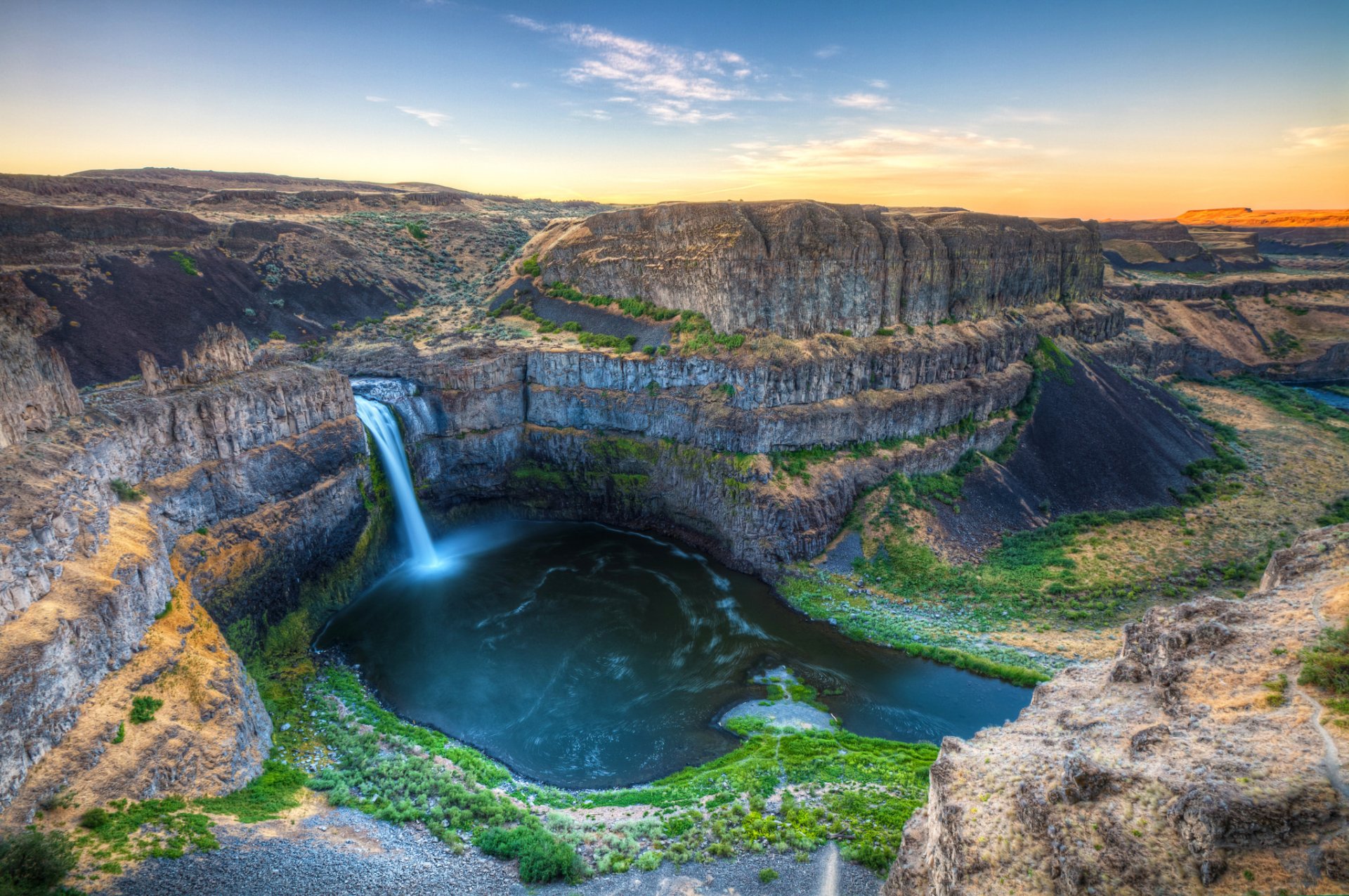 washington estados unidos palouse falls cascada cañón rocas río vista paisaje