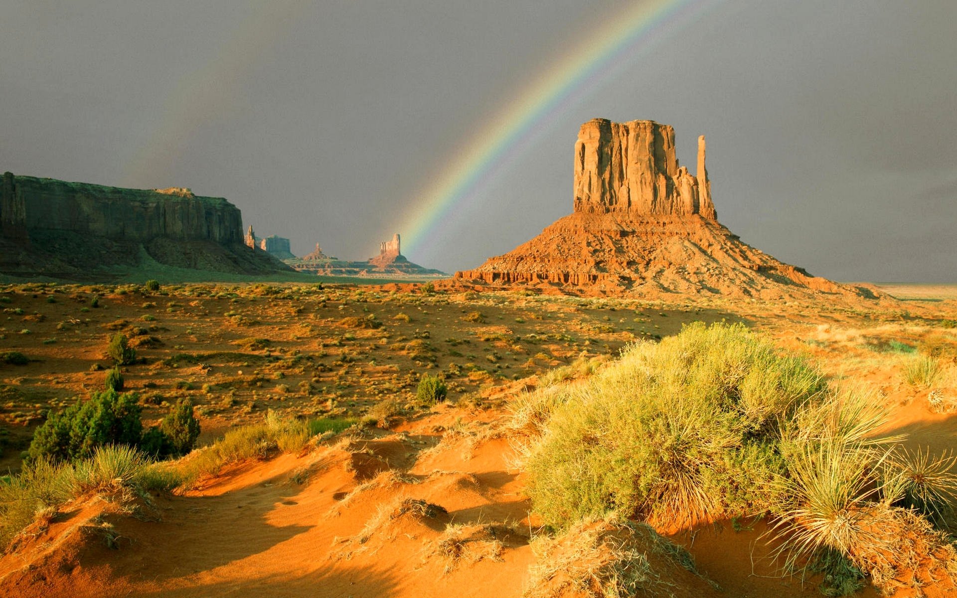 cañón rocas desierto cielo arco iris