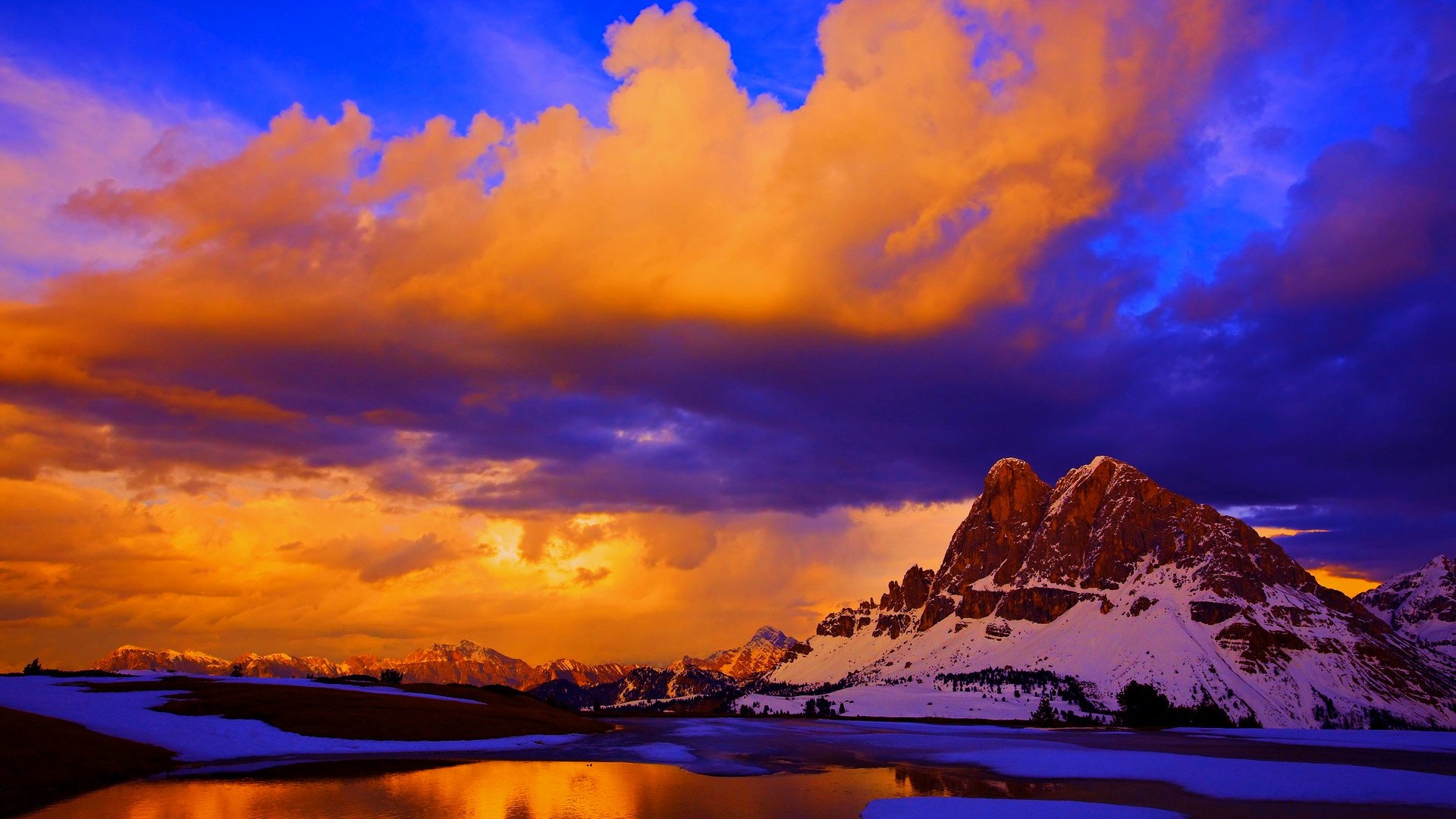 ky clouds sunset mountain snow lake