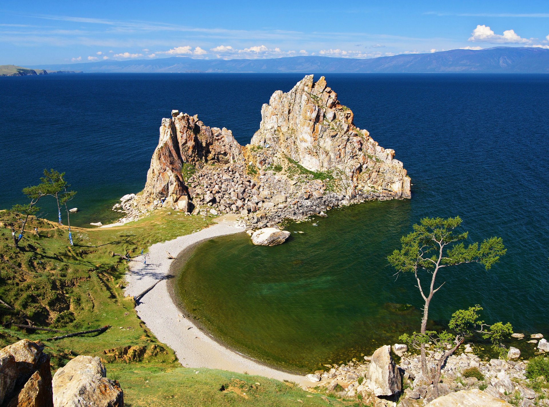 russia lake baikal rock cliff spit stones coast coast