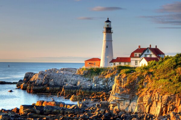 Oregon lighthouse at sunset