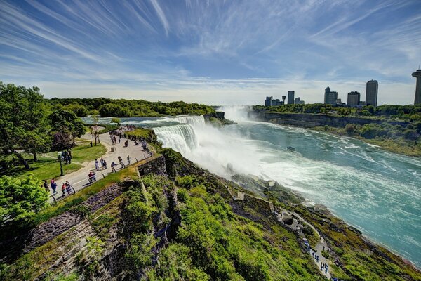 Npanorama of Niagara Falls in the USA