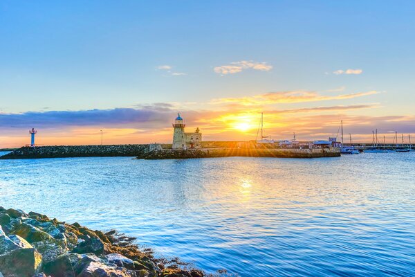 Lighthouse in the sun in Ireland