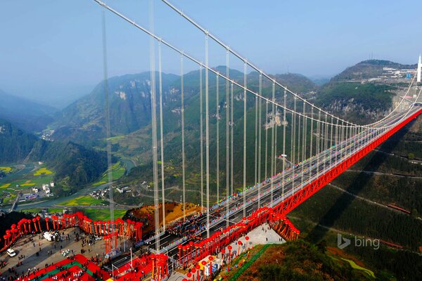 Province du Hunan, magnifique pont sur la gorge